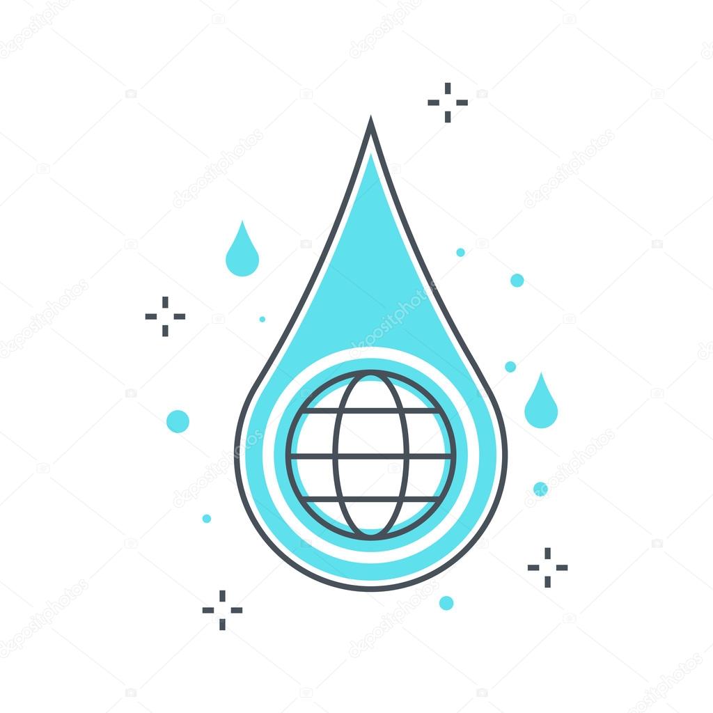 Color line, hydro energy concept illustration, icon, background and graphics. The illustration is colorful, flat, vector, pixel perfect, suitable for web and print. It is linear stokes and fills.
