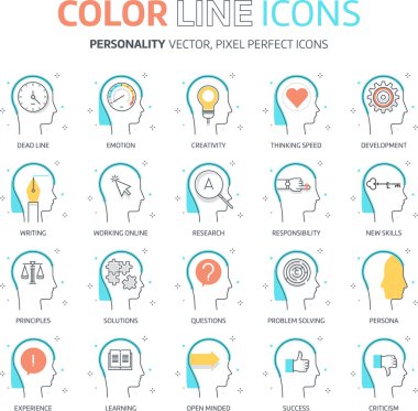 Color line, personality illustrations, icons clipart