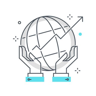 Renkli, global hizmet kavramı illüstrasyon, simgesi