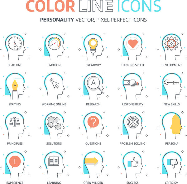 Color line, personality illustrations, icons