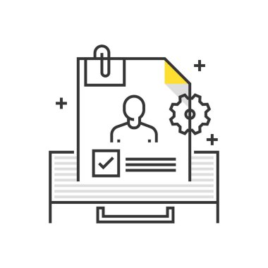 Color box icon, employee info concept clipart