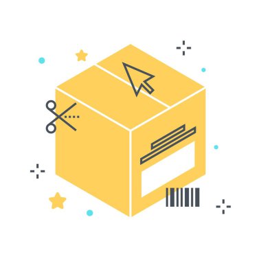 Renkli, ambalaj illüstrasyon kavramı illüstrasyon, simgesi