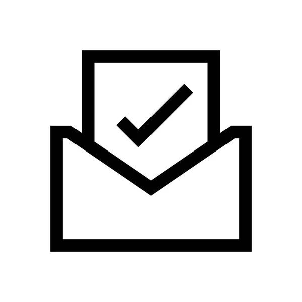 Correo, marca de verificación mini línea, icono — Vector de stock