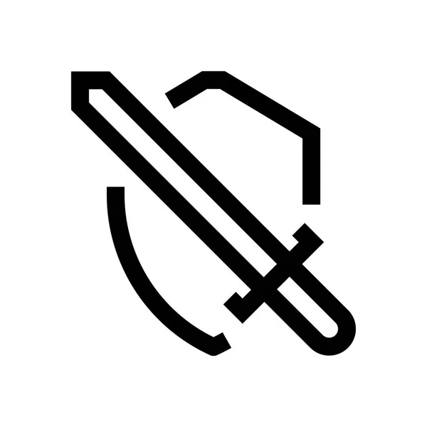 Zwaard, schild mini line, pictogram — Stockvector