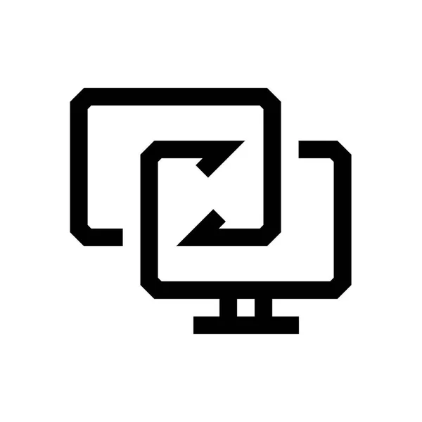 Sincronize a mini linha do computador, ícone —  Vetores de Stock