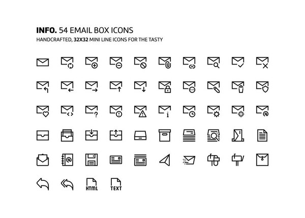 Emaling and messaging mini line, illustrations, icons
