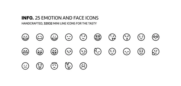 Emoções mini linha, ilustrações, ícones — Vetor de Stock