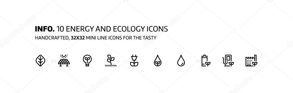 Energy ecology mini line, illustrations, icons