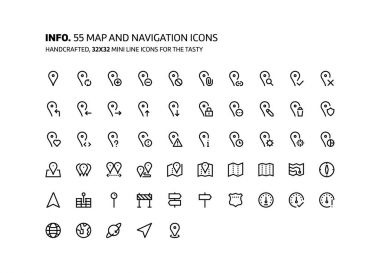 Map mini line, illustrations, icons clipart