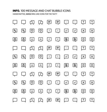 Mesajlaşma mini çizgi, illüstrasyonlar, simgeler
