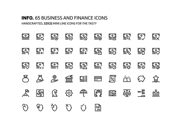 Garis mini keuangan dan bisnis, ilustrasi, ikon - Stok Vektor