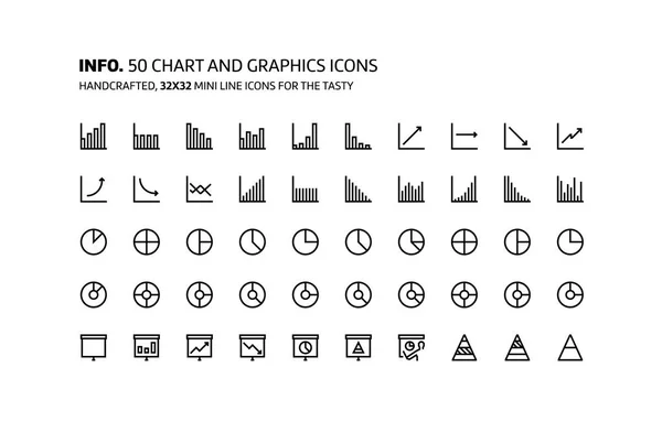 Diagramm und Grafik Mini-Linie, Illustrationen, Symbole — Stockvektor