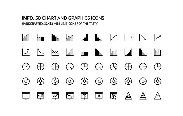 Chart and graphics mini line, illustrations, icons