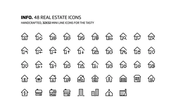 Real estate mini line, ilustrasi, ikon - Stok Vektor