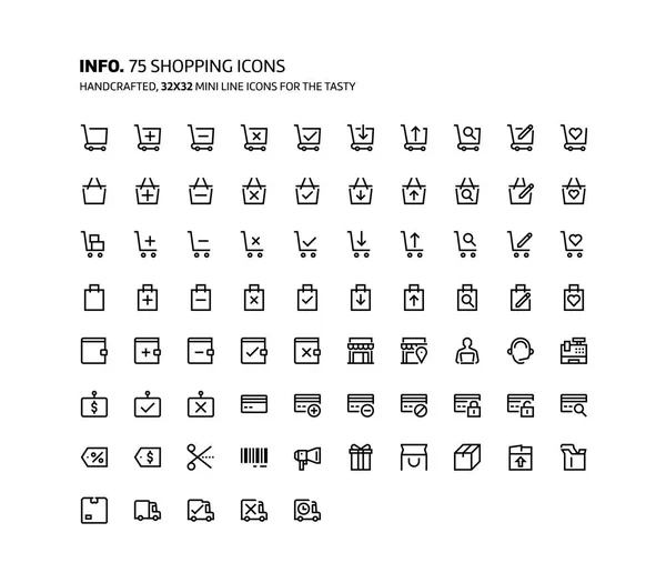 Shopping Mini Line, Illustrationen, Symbole — Stockvektor