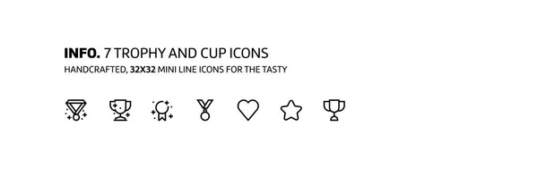 Trofeo e coppe mini linea, illustrazioni, icone — Vettoriale Stock