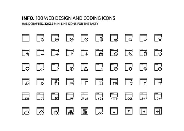 Web development mini line, illustrations, icons