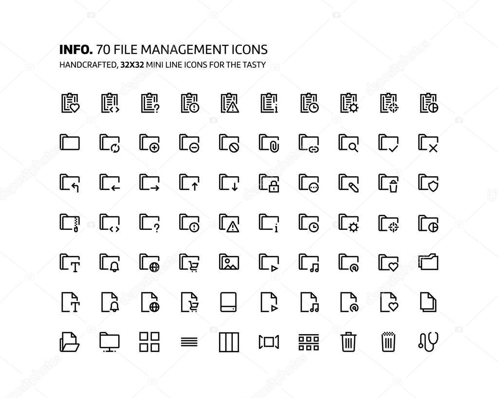 File management mini line, illustrations, icons