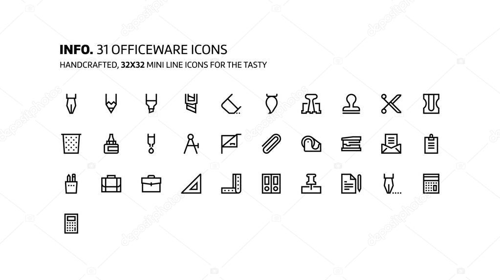 Office tools mini line, illustrations, icons