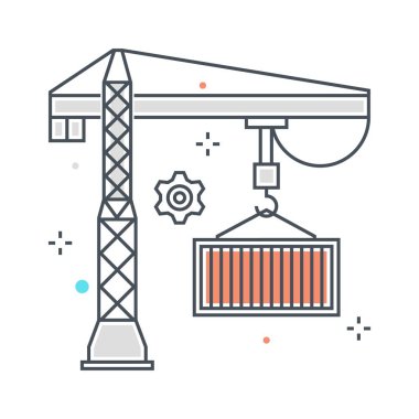 Renk satır, Vinç konsept illüstrasyon, simgesi