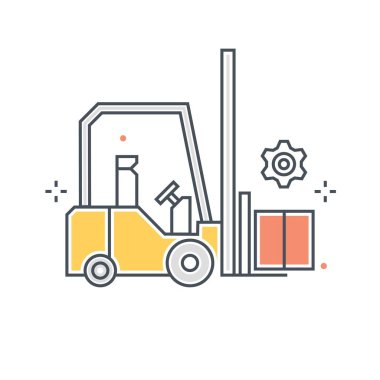 Renk satır, forklift illüstrasyon, simgesi