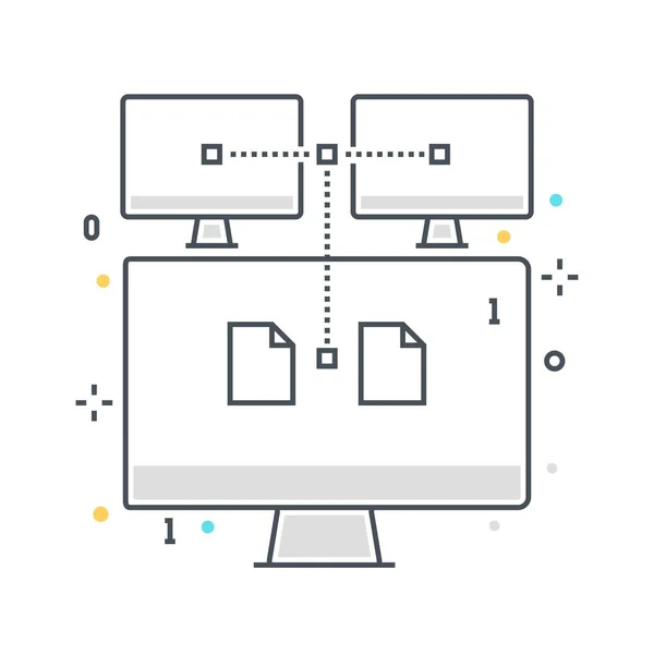 Farvelinje, netværk workflow illustration, ikon – Stock-vektor