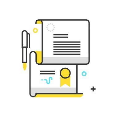 Renk kutusunu diploma simgesi, arka plan ve grafikler