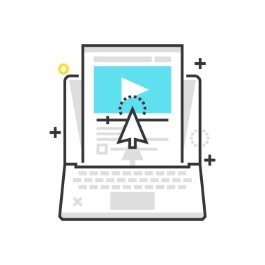 Renk kutusu video reklam simgesi, arka plan ve grafikler
