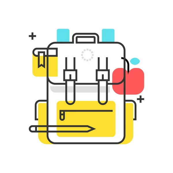 Caja de color icono de la mochila, fondo y gráficos — Vector de stock