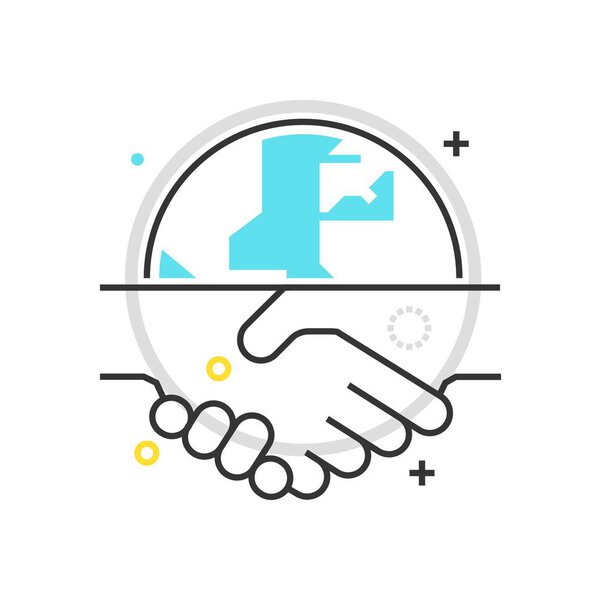 Color box hand shake icon, background and graphics