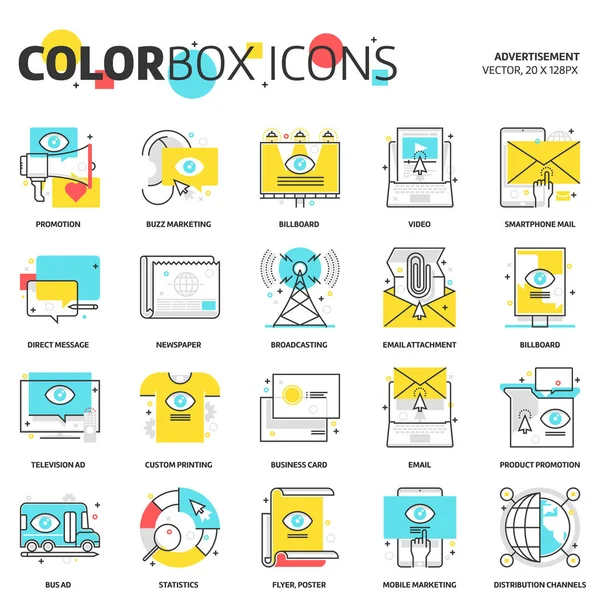 Icônes de boîte de couleur, publicité, arrière-plans et graphiques — Image vectorielle