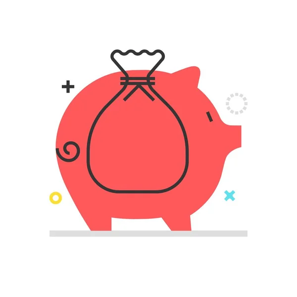 Color box icon, piggy bank illustration, icon — Stock Vector