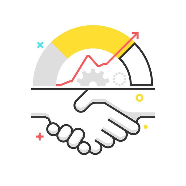 Color box icon, hand shake illustration, icon