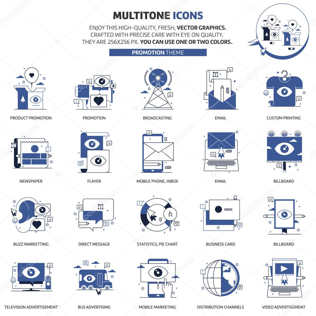 Multi tone icons, advertisement, backgrounds and graphics