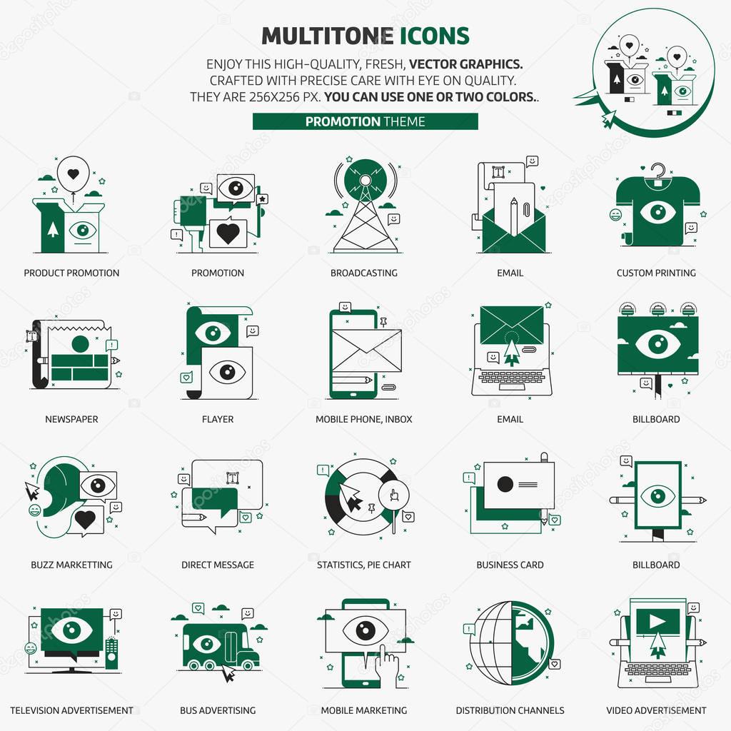 Multi tone icons, advertisement, backgrounds and graphics