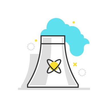 Renk kutusu simgesi, nükleer santral illüstrasyon, simgesi