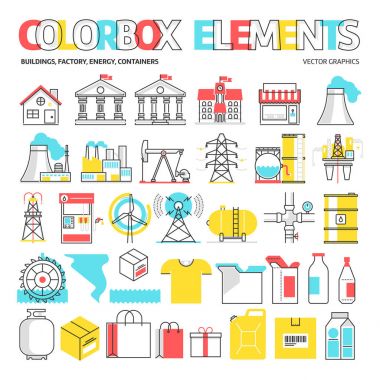 Color box icons, elements graphics. clipart