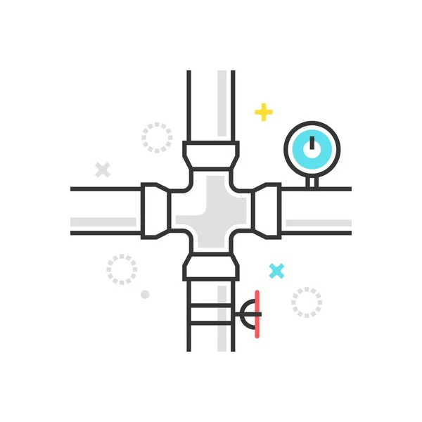 Kleur vak pictogram, gas pipeline illustratie, pictogram — Stockvector