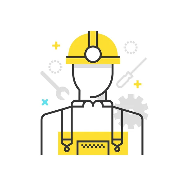 Icône de boîte de couleur, illustration de travailleur de l'industrie, icône — Image vectorielle
