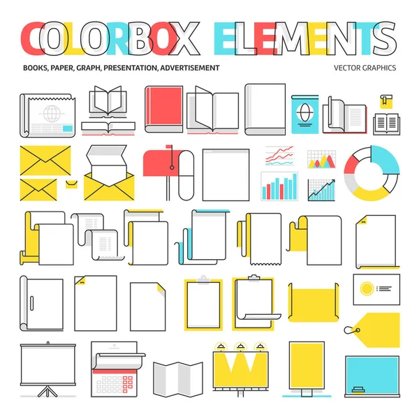 Ícones de caixa de cor, elementos gráficos . — Vetor de Stock