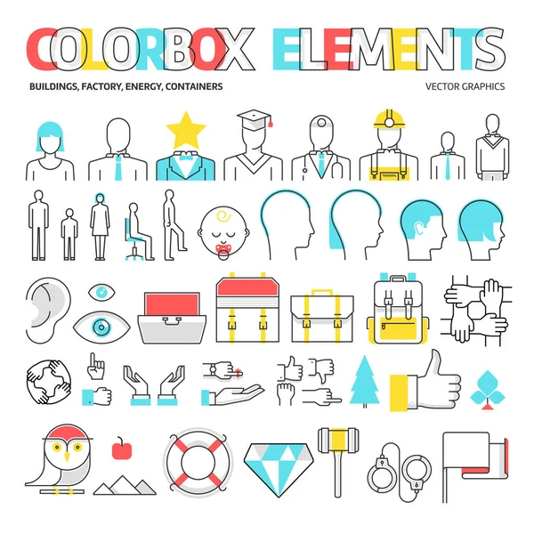 Ícones de caixa de cor, elementos gráficos . —  Vetores de Stock