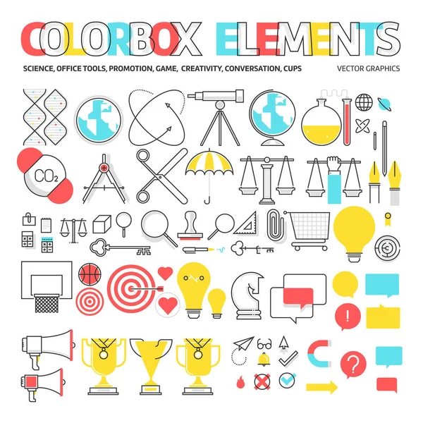 Iconos de caja de color, elementos gráficos . — Vector de stock