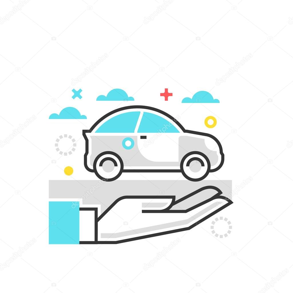 Color box icon, car protection illustration, icon