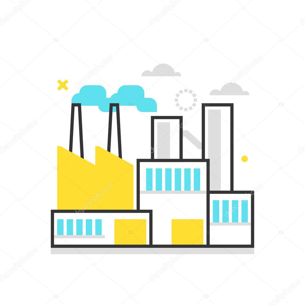 Color box icon, factory building illustration, icon