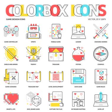 Renk kutusu simgeleri, oyun geliştirme arka planlar ve grafik