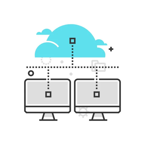 Färg rutan ikon, moln hosting illustration, ikon — Stock vektor