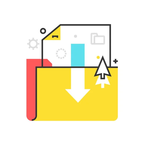 Icono de caja de color, ilustración de carpeta de descarga, icono — Vector de stock