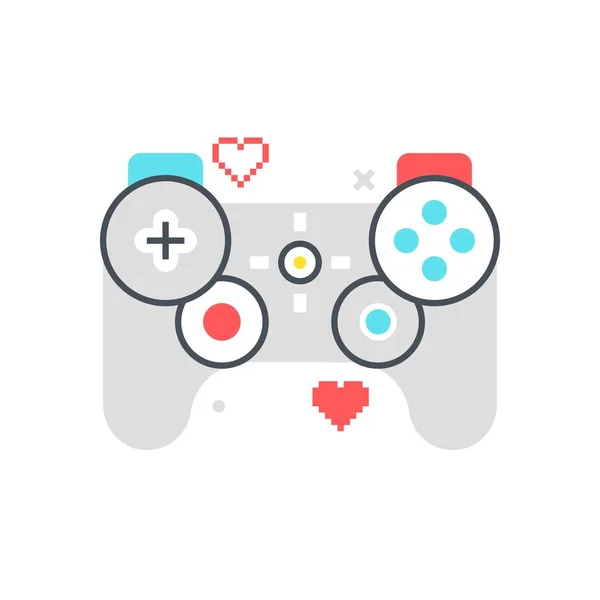 Línea de color, ilustración del controlador de juego, icono — Vector de stock