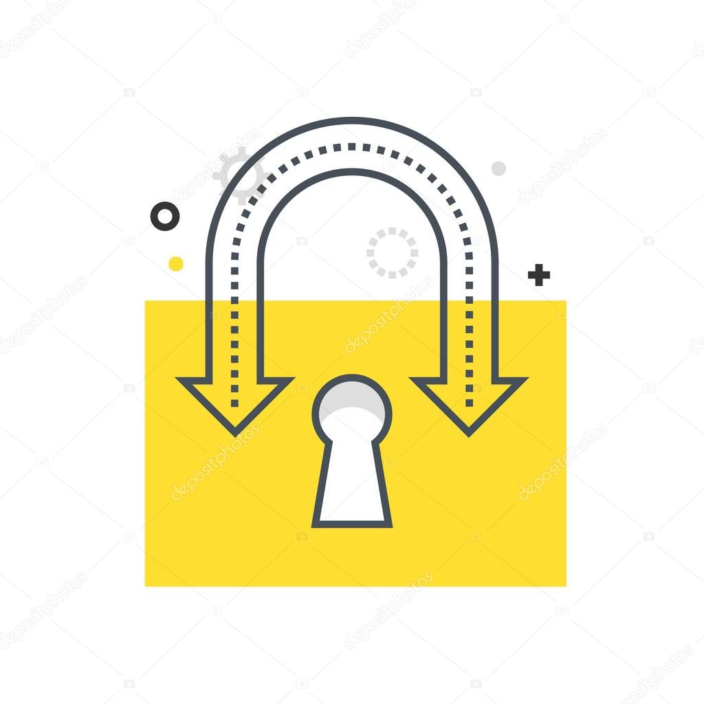 Color box icon, protected connection illustration, icon