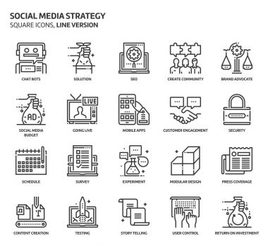 Sosyal Medya Strateji Icons set